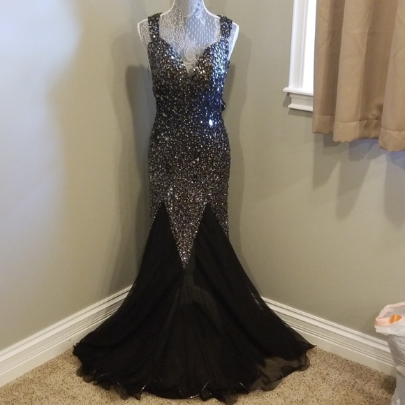 Jasz Couture Dresses & Skirts - Jasz Couture black beaded prom dress